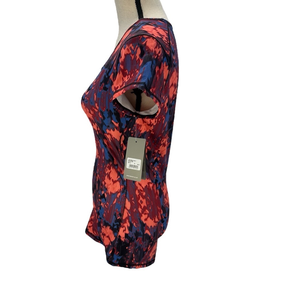 Bench Short Sleeve Round Neck Abstract Floral Print T-Shirt - Pink Blue - Small - Picture 4 of 9